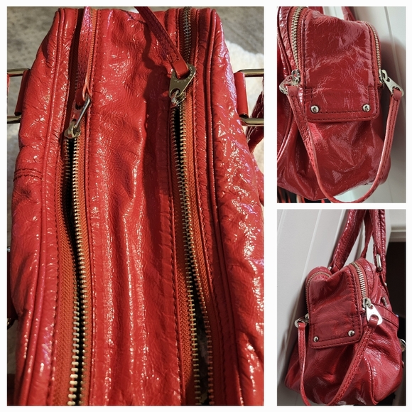 MARC BY MARC JACOBS Double Zip Top Patent Leather Satchel in Coral Red - Picture 10 of 16
